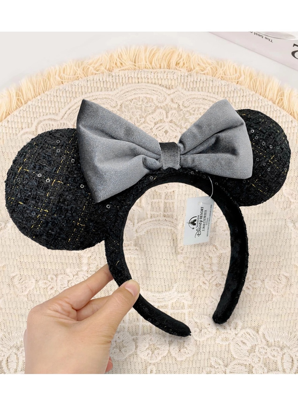 NWT DISNEY PARKS Japan Tokyo Disney Resort Black Bow Mickey Minnie Ears Headband - Picture 10 of 11